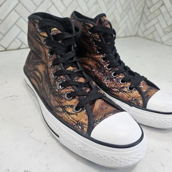 Converse Chuck Taylor All Star Tiger Sequin High Tops Women's Sz 9 Mens 7 - Picture 3 of 14